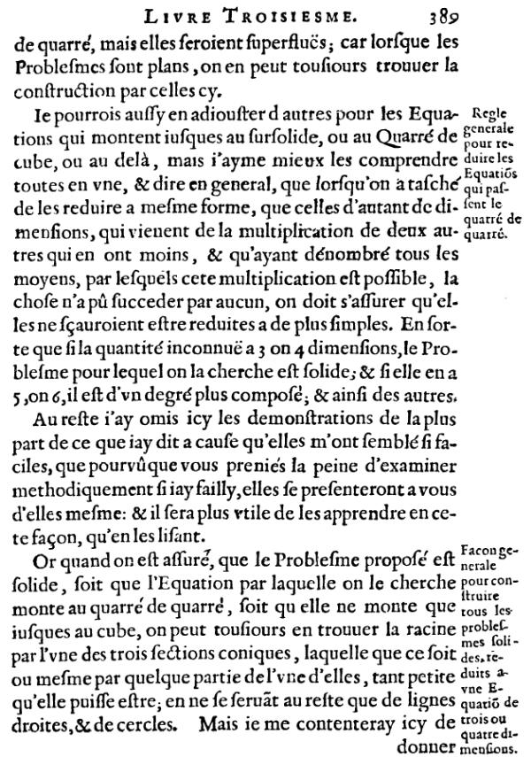 la geometrie de descartes - ed. 1637 - page 389