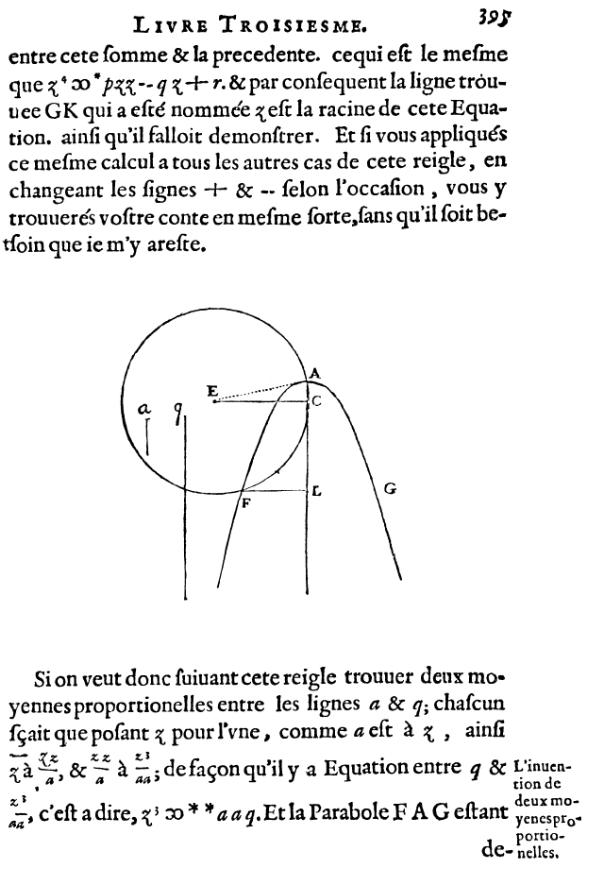 la geometrie de descartes - ed. 1637 - recherche graphique d'une racine cubique - figure 28 - page 395