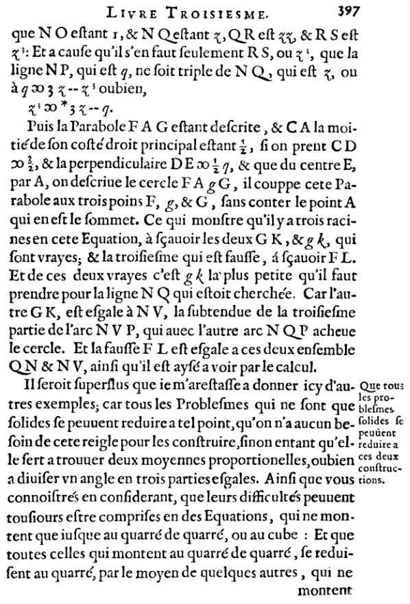 la geometrie de descartes - ed. 1637 - page 397