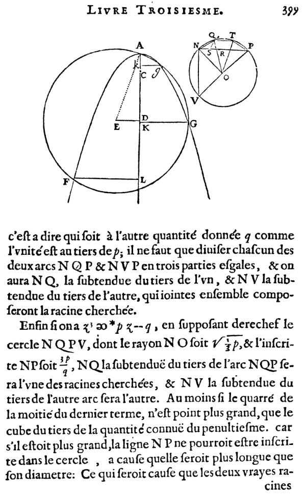 la geometrie de descartes - ed. 1637 - la division de l'angle en trois - figure 30 - page 399