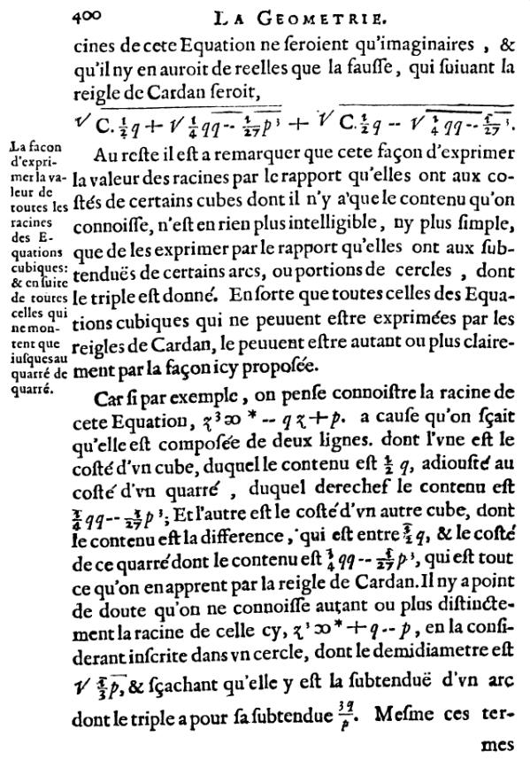 la geometrie de descartes - ed. 1637 - page 400