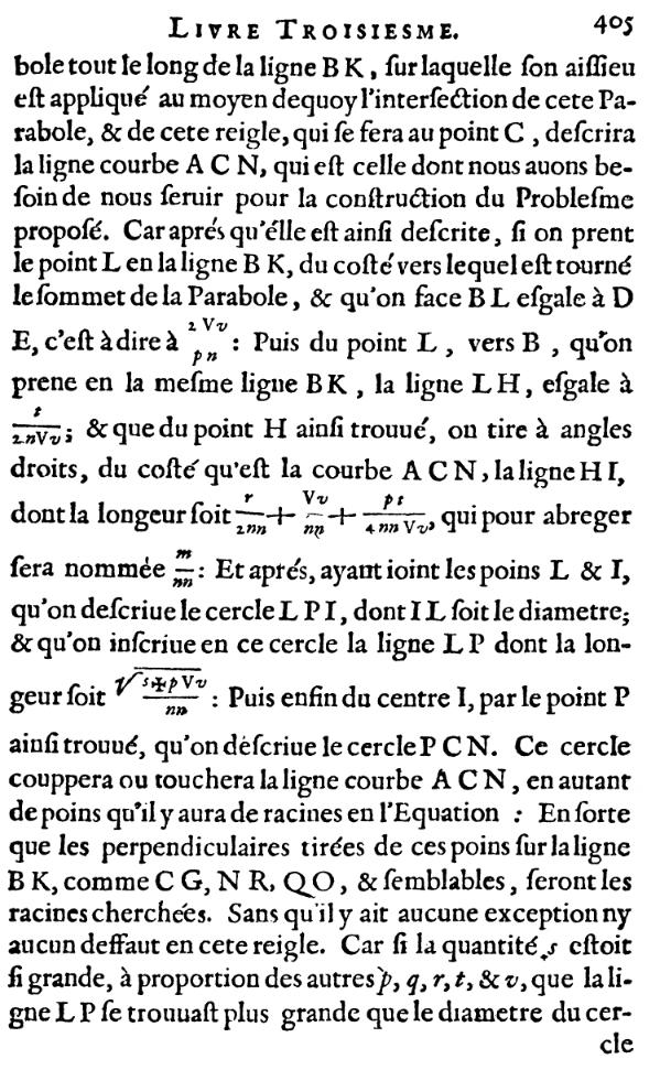 la geometrie de descartes - ed. 1637 - page 405