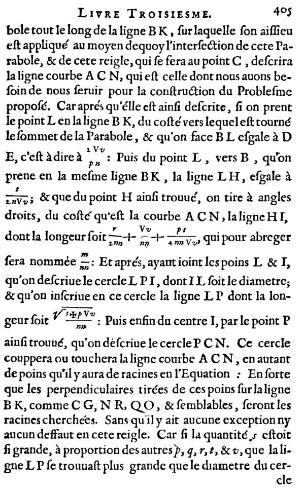 la geometrie de descartes - ed. 1637 - page 405