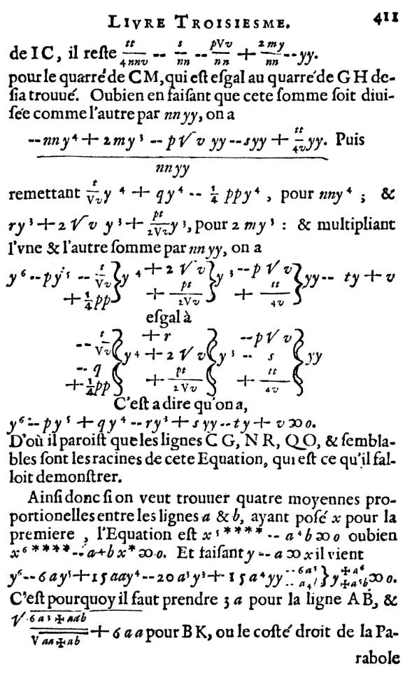 la geometrie de descartes - ed. 1637 - page 411