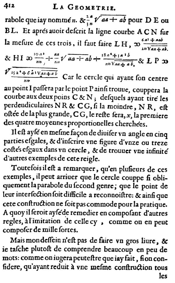 la geometrie de descartes - ed. 1637 - bas page 412