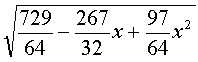 rac(729/64 - 267/32 x + 97/64 x²)