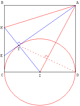 Géoplan dans Descartes et les mathématiques - carré, cercle et tangente - copyright Patrice Debart 2004