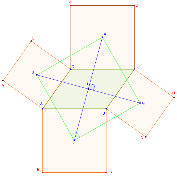 quatre carrés autour d'un parallélogramme - carré de Thébault - copyright Patrice Debart 2016