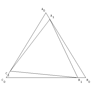 triangle inscrit dans un triangle - copyright Patrice Debart 2003