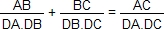 AB/(DA.DB)+BC/(DB.DC)=AC/(DA.DC)