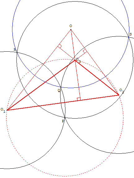 geometrie du cercle - orthocentre des centres de trois cercles - copyright Patrice Debart 2003