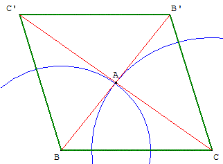 construction geometrique - losange grace au centre et cote - copyright Patrice Debart 2003