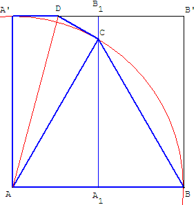construction par pliage - triangle équilatéral inscrit dans un carré - copyright Patrice Debart 2003