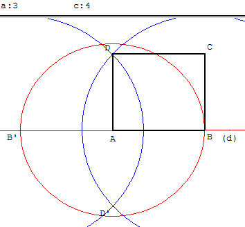 probleme : construire un rectangle avec un compas - copyright Patrice Debart 2003