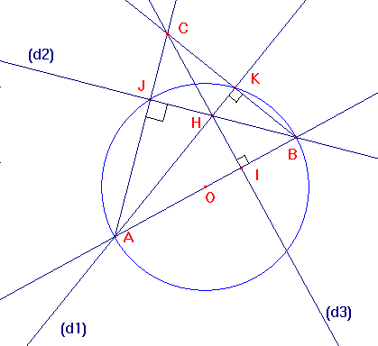 droites remarquables du triangle - tracer un triangle connaissant ses trois hauteurs - copyright Patrice Debart 2002