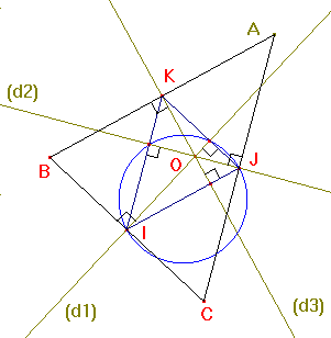 droites remarquables du triangle - tracer un triangle connaissant ses trois mediatrices - copyright Patrice Debart 2002