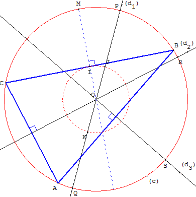 droites remarquables du triangle - tracer un triangle connaissant ses trois mediatrices - copyright Patrice Debart 2002