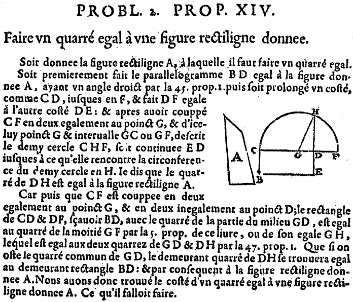 les éléments d'Euclide - quadrature du rectangle