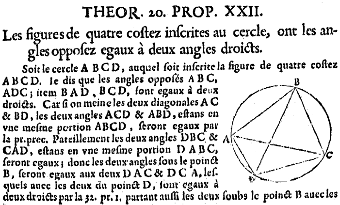 angle inscrit dans les éléments d' Euclide