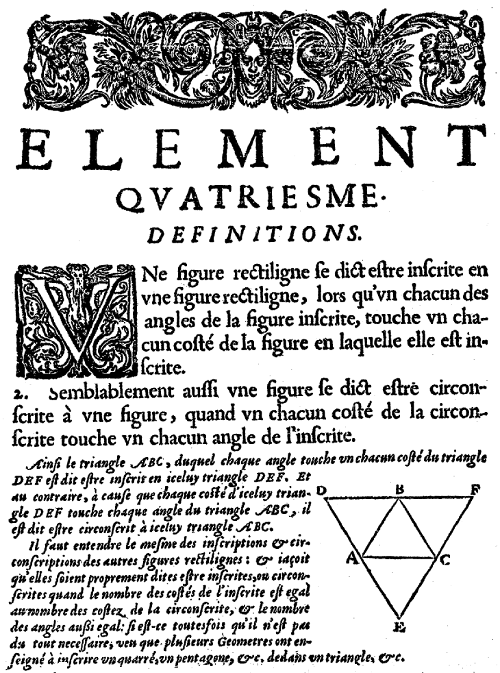 les éléments d'Euclide - triangle équilatéral inscrit dans un triangle équilatéral de longueur double