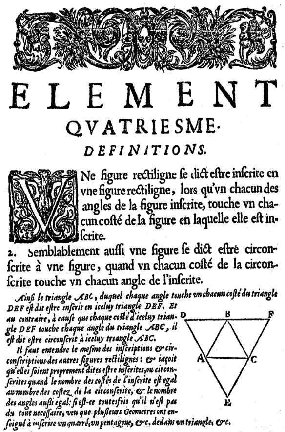 les éléments d'Euclide - triangle équilatéral inscrit dans un triangle équilatéral de longueur double