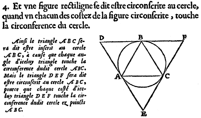 les éléments d'Euclide - triangles équilatéraux inscrit et circonscrit à un cercle