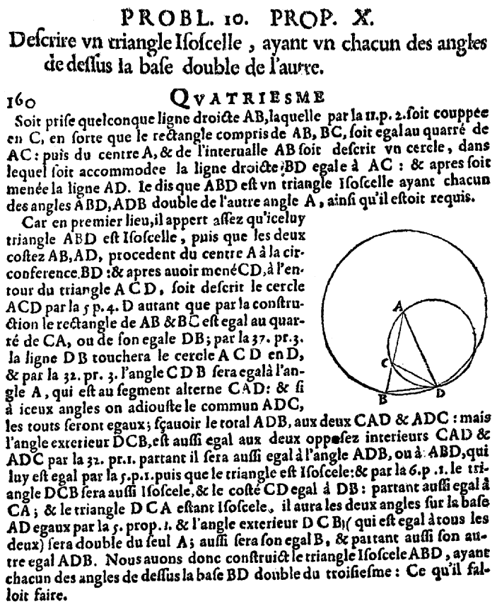 les éléments d'Euclide - Livre IV - le triangle d'or