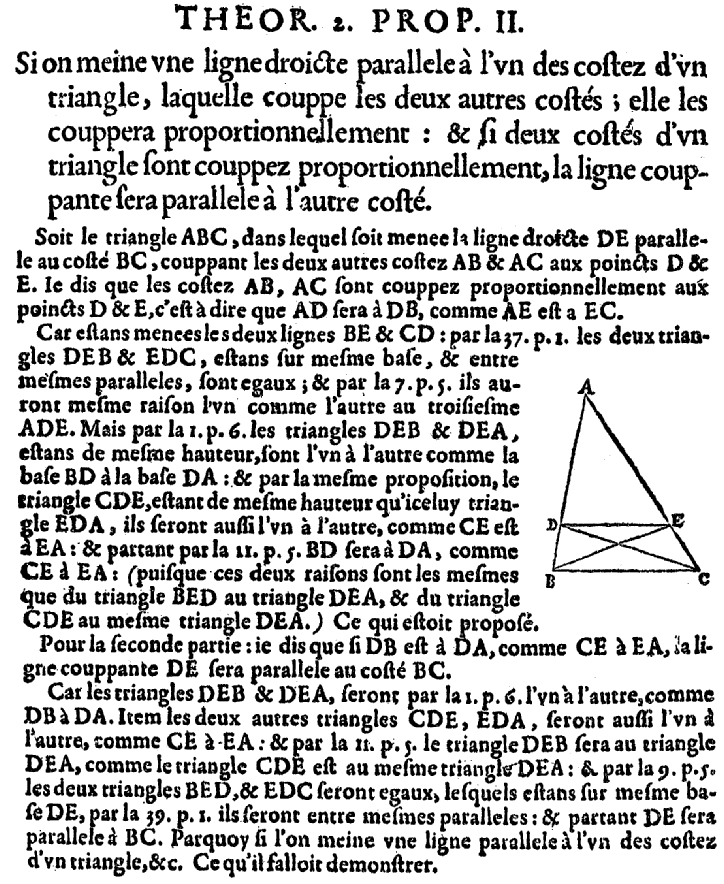 théorème de Thalès dans les éléments d'Euclide
