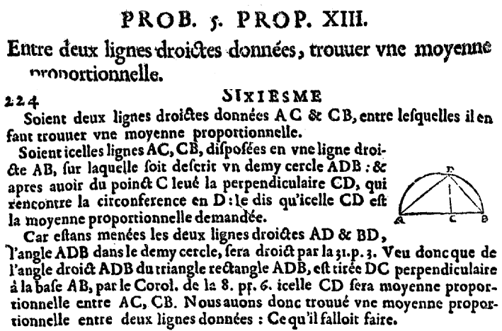 les elements d'euclide - la hauteur comme moyenne proportionnelle dans un triangle rectangle