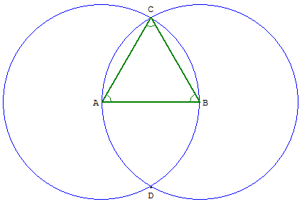 geometrie du triangle équilatéral - construction d'Euclide - copyright Patrice Debart 2003