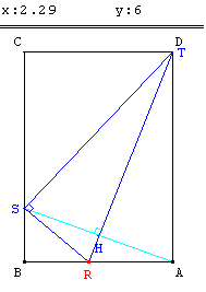 triangle inscrit dans un rectangle - x minimum - copyright Patrice Debart 2004