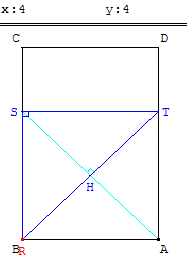 triangle inscrit dans un rectangle - x = 4 ; maximum - copyright Patrice Debart 2004