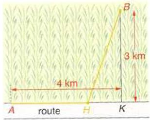 figure geometrique et optimisation d'une fonction - voiture traversant un champ - copyright Patrice Debart 2003