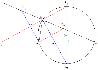geometrie du triangle - bissectrices interieure et exterieure d'un angle du triangle - copyright Patrice Debart 2002