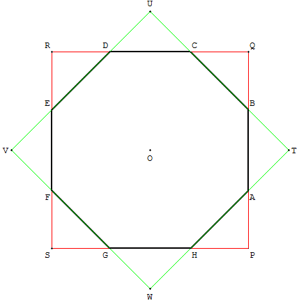 octogone comme intersection de deux carrés - polygone régulier à 8 côtés - copyright Patrice Debart 2006