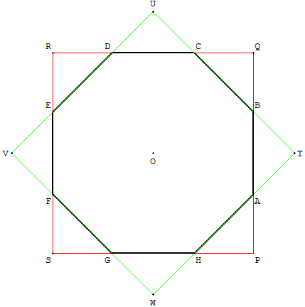 polygone régulier - octogone à l'intersection de deux carrés - copyright Patrice Debart 2006