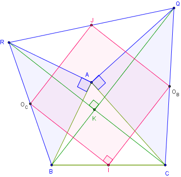 deux triangles rectangles isoceles autour de BOA - quadrilatère de Varignon - copyright Patrice Debart 2016