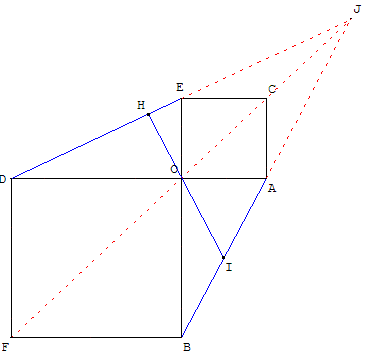 deux carrés autour de BOA rectangle - calculs d'angles - copyright Patrice Debart 2006