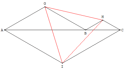 trois triangles isoceles d'angles de 30° - copyright Patrice Debart 2003