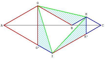 3 triangles isoceles d'angles de 30 deg; - copyright Patrice Debart 2003