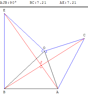rotation transformation géométrique - construction de deux triangles rectangles isocèles- copyright Patrice Debart 2011