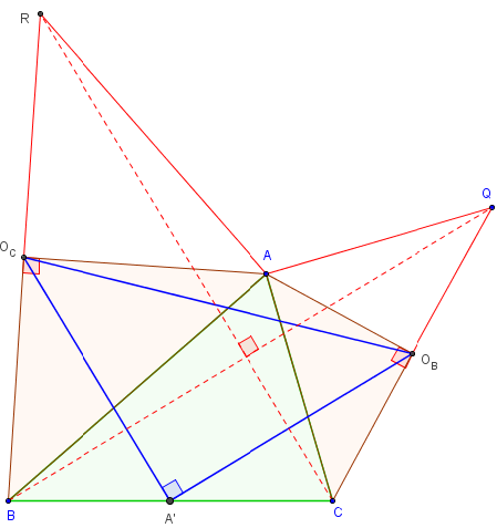 deux triangles rectangles isoceles autour d'un triangle - copyright Patrice Debart 2016