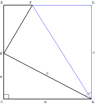 theoreme de pythagore - calculs avec des triangles semblables dans un rectangle - copyright Patrice Debart 2003