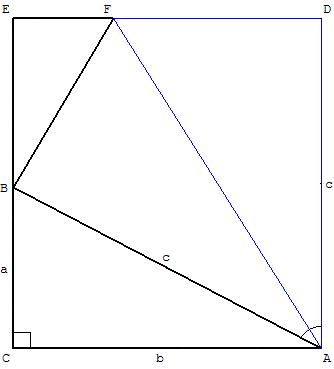 théorème de Pythagore - calculs avec des triangles semblables dans un rectangle - copyright Patrice Debart 2003