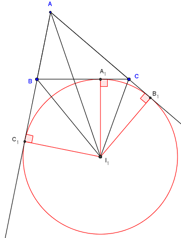 geometrie du triangle - cercle exinscrit - figure GeoGebra - copyright Patrice Debart 2012