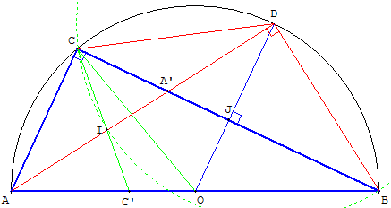 geometrie du triangle - bissectrice d'un triangle rectangle - copyright Patrice Debart 2004