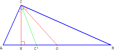 médiane et hauteur d'un triangle rectangle - copyright Patrice Debart 2004