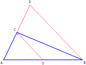 reciproque du theoreme de thales sur le cercle - demonstration avec un triangle isocele - copyright Patrice Debart 2004