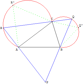 geometrie du triangle - triangle équilatéral circonscrit à un triangle - copyright Patrice Debart 2004