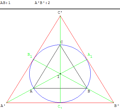 geometrie du triangle - triangles equilateraux et cercle inscrit - copyright Patrice Debart 2004